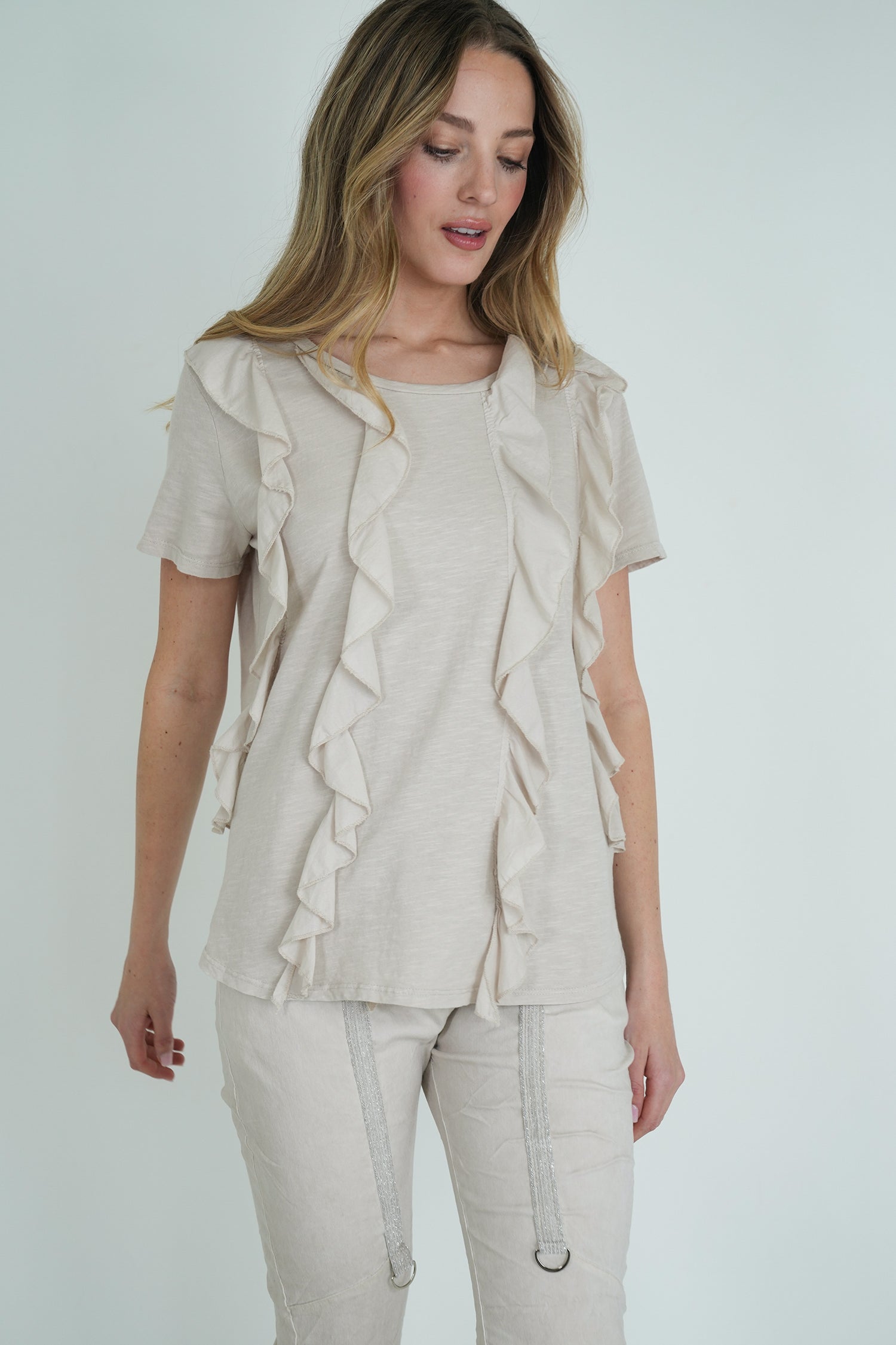Beige Frill Tee