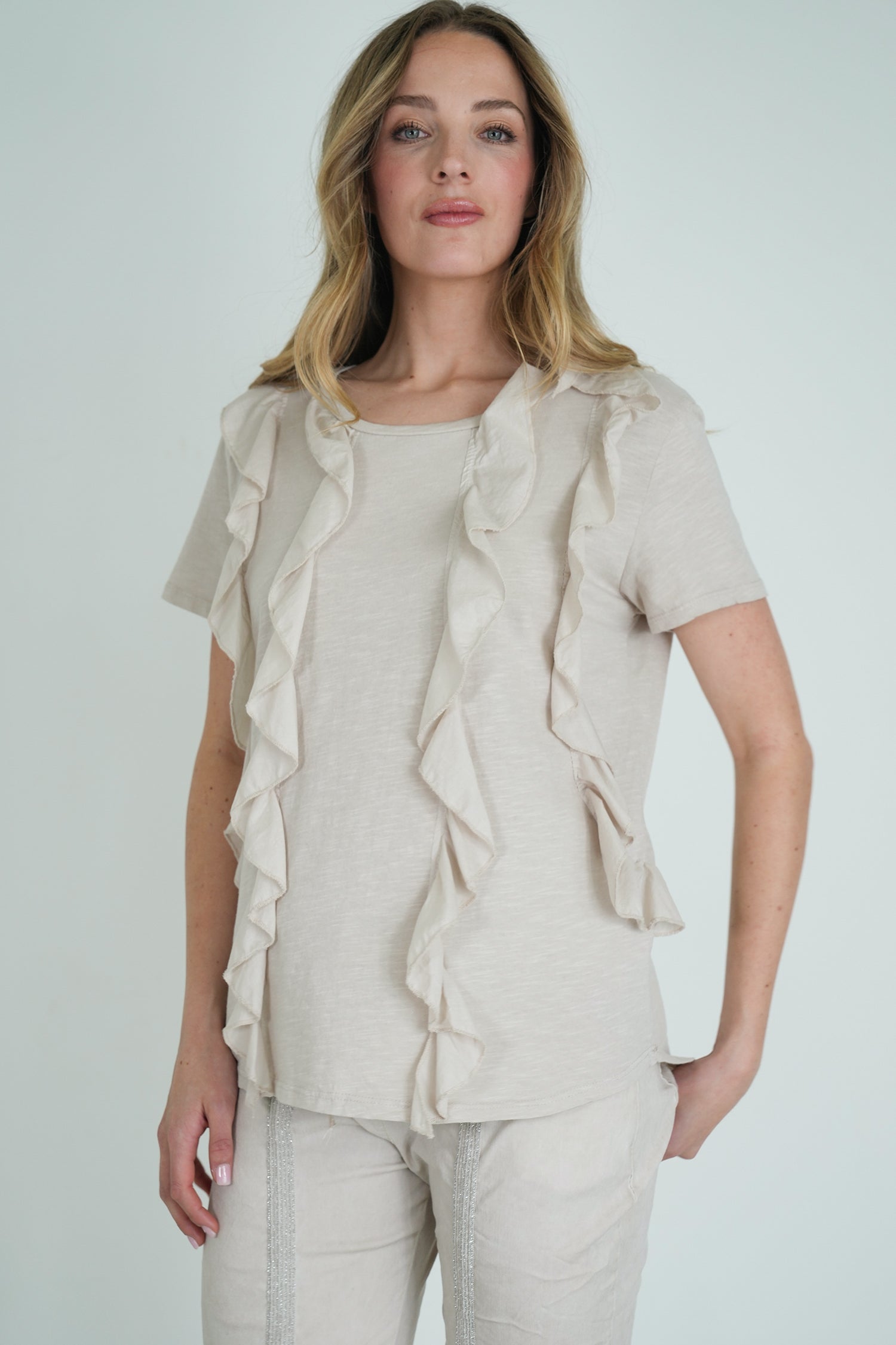 Beige Frill Tee