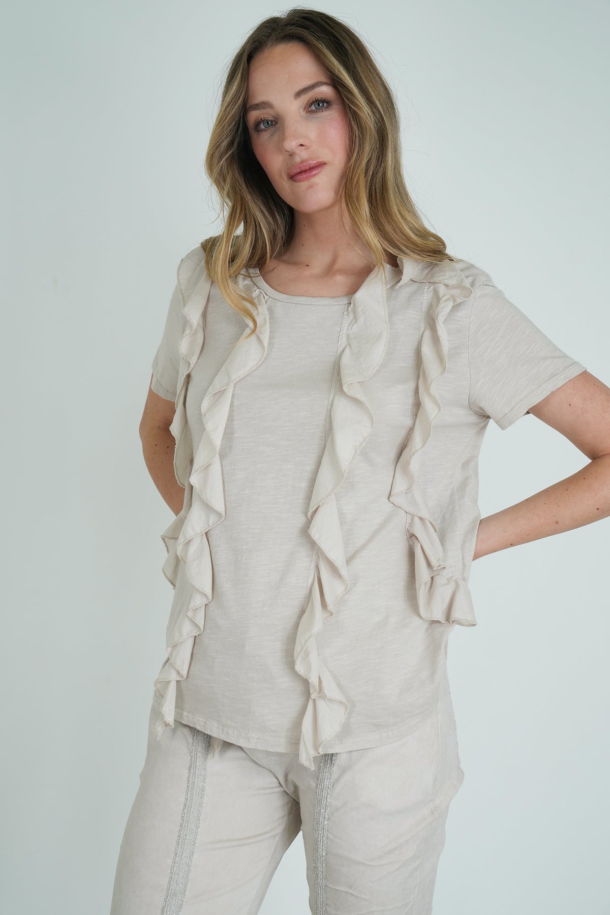 Beige Frill Tee