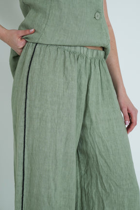 Green pants with a plain background