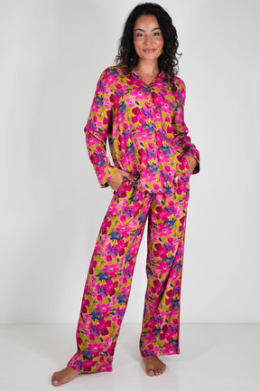 Cerise/Floral Long Set PJs