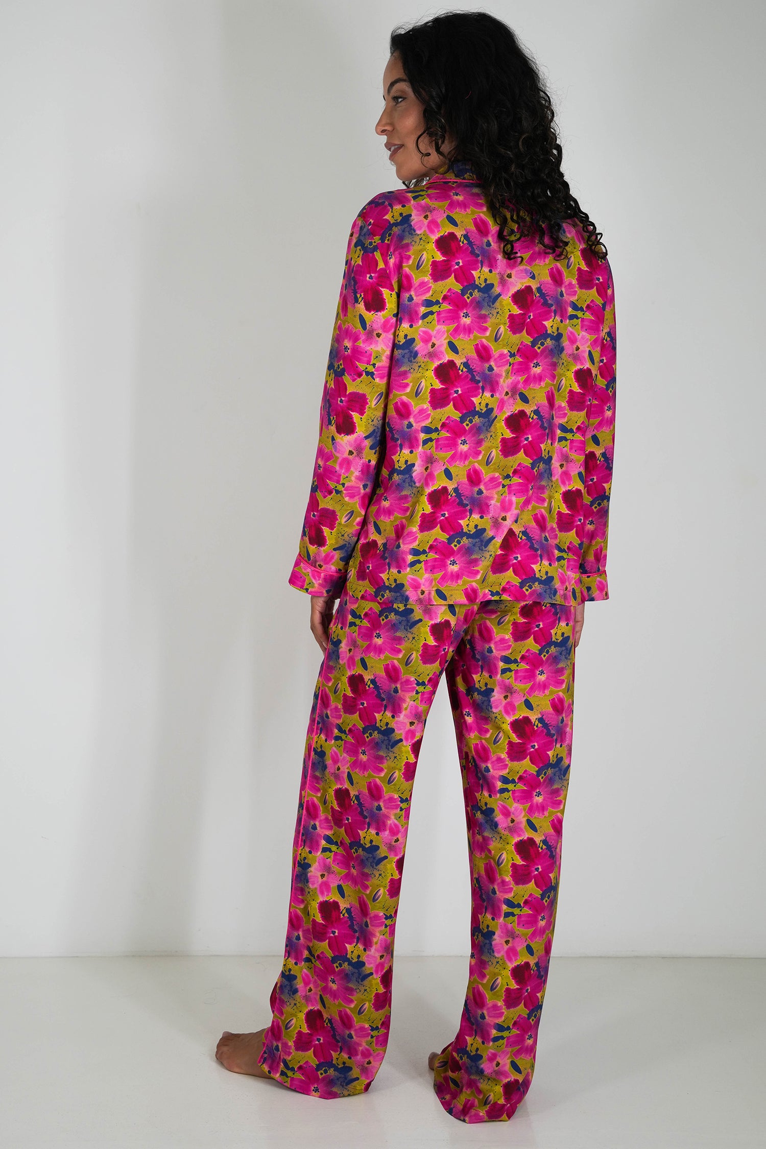 Cerise/Floral Long Set PJs