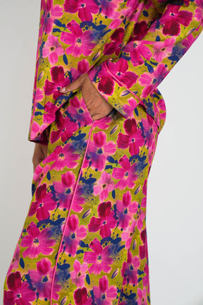 Cerise/Floral Long Set PJs