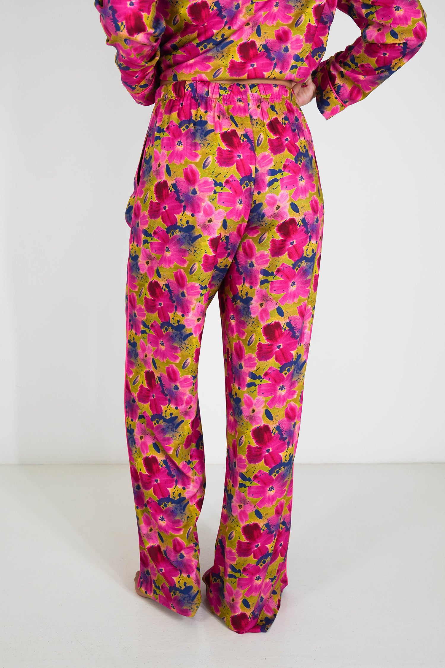 Cerise/Floral Long Set PJs