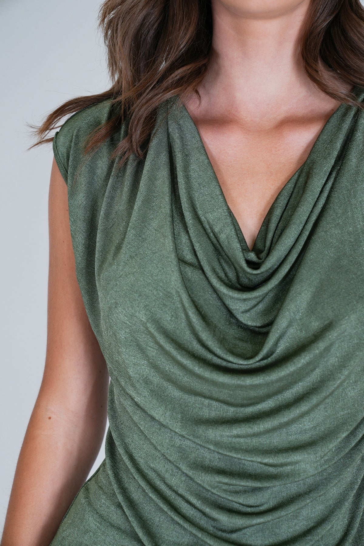 Olive Cowl Neck Top