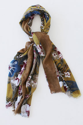 Brown Floral Scarf