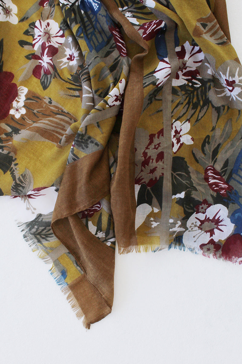 Brown Floral Scarf