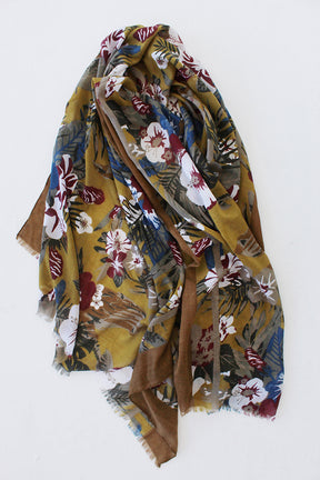 Brown Floral Scarf