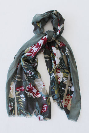 Olive Floral Scarf