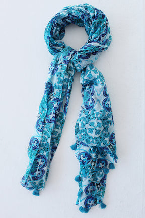 Turquoise Printed Scarf