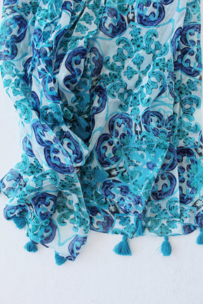 Turquoise Printed Scarf