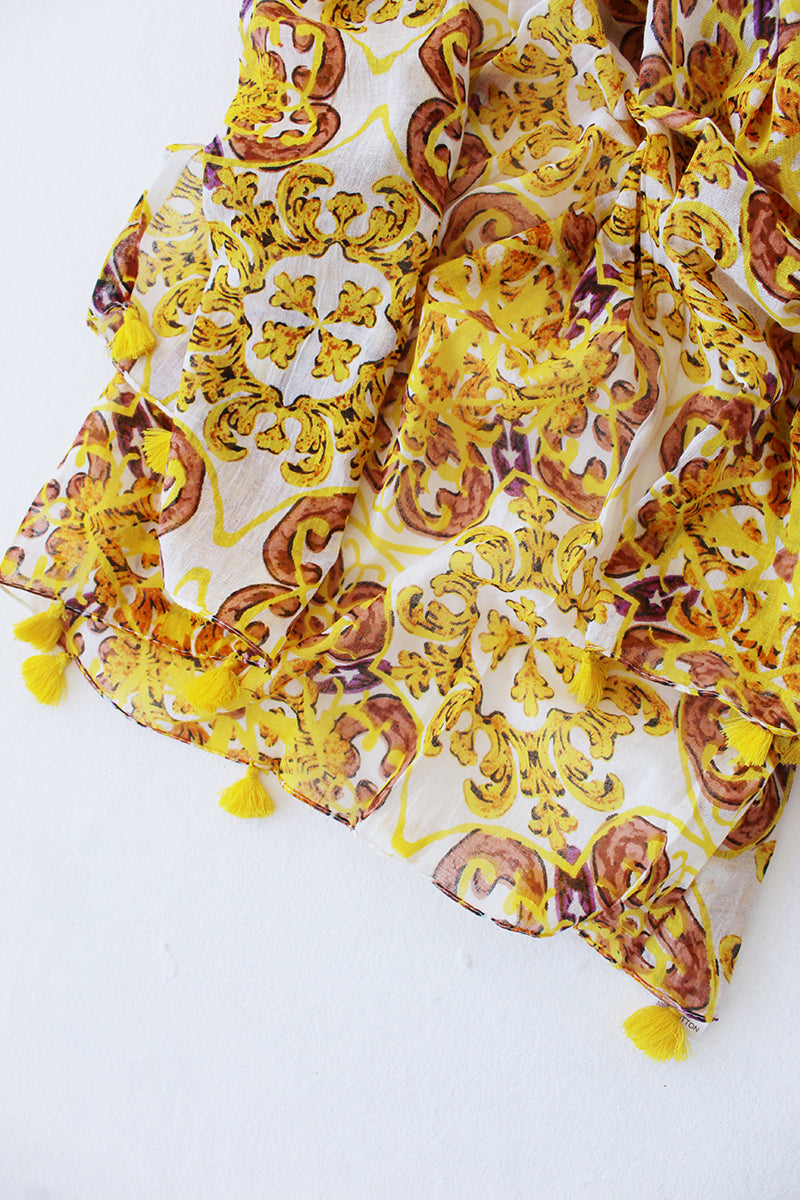 Yellow Printed Scarf