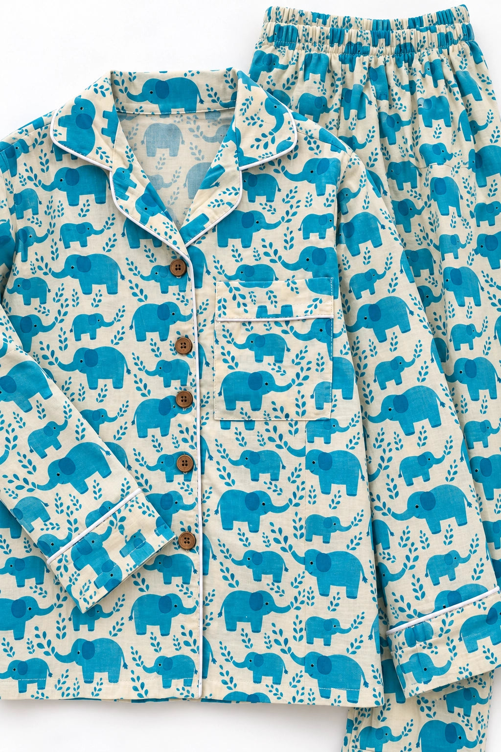 Turquoise Ellie Cotton Long Sleeve PJ