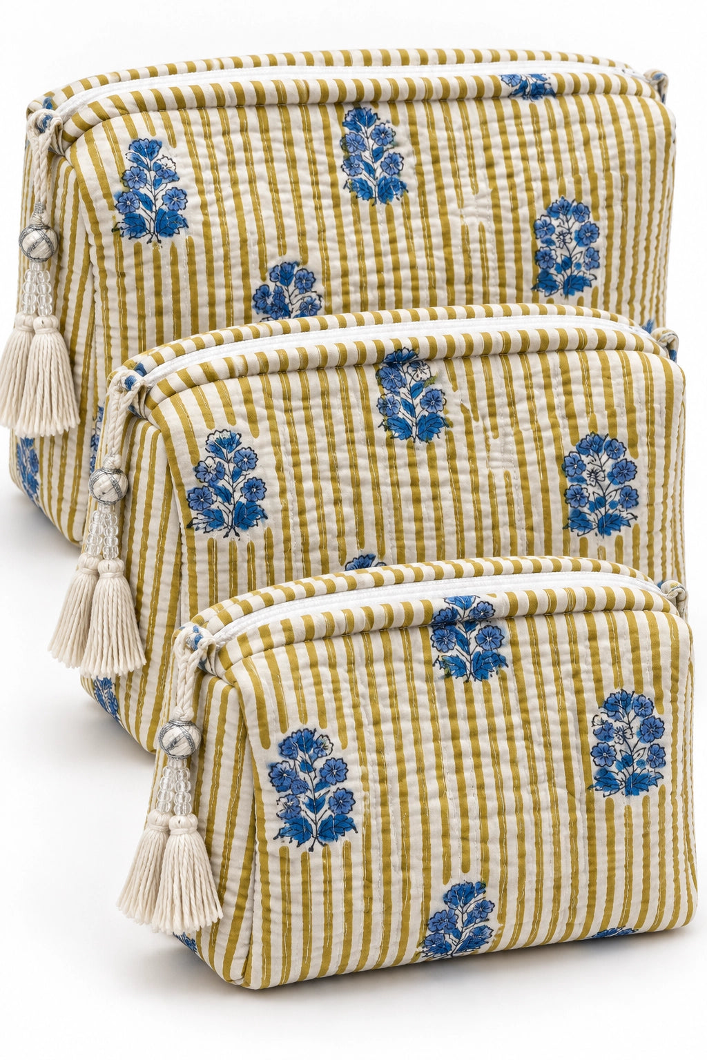 Striped Blue Floral Vanity 3 pack