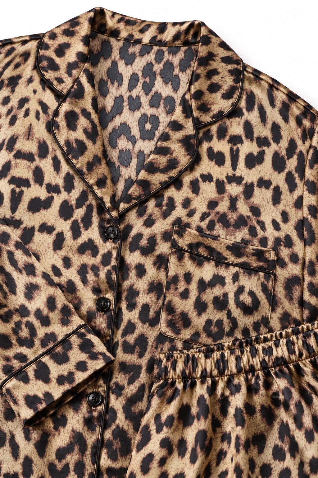 Leopard Satin Long PJ Set