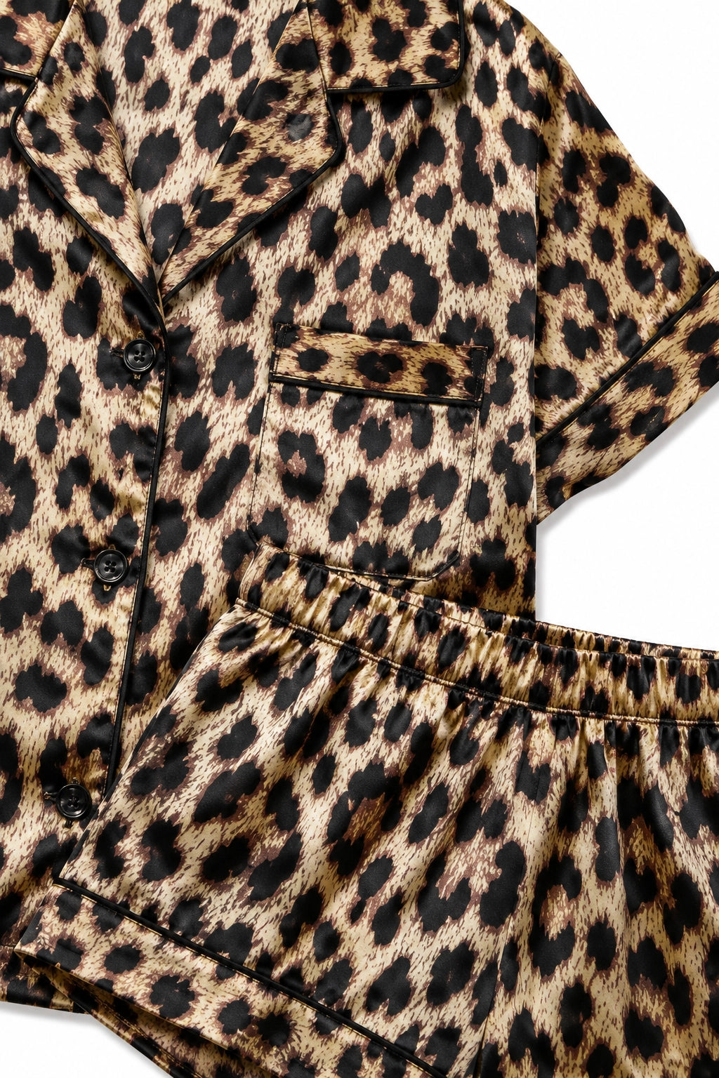 Leopard Satin Short PJ Set