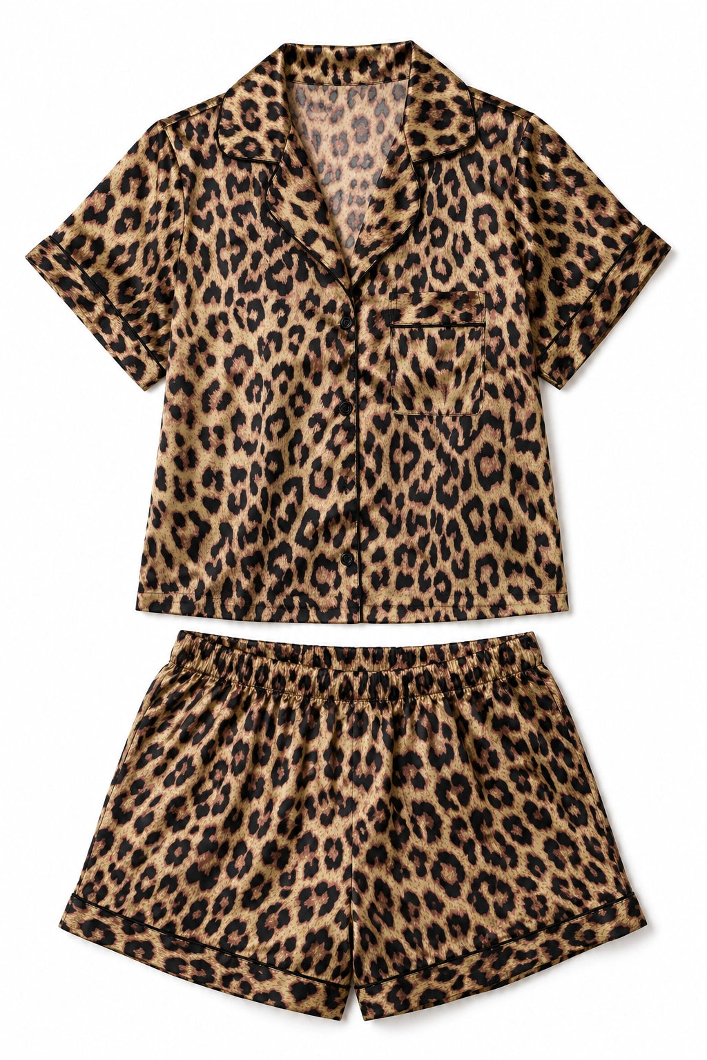 Leopard Satin Short PJ Set