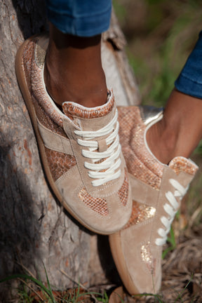 Julz Portofino Gold Snake Sneaker