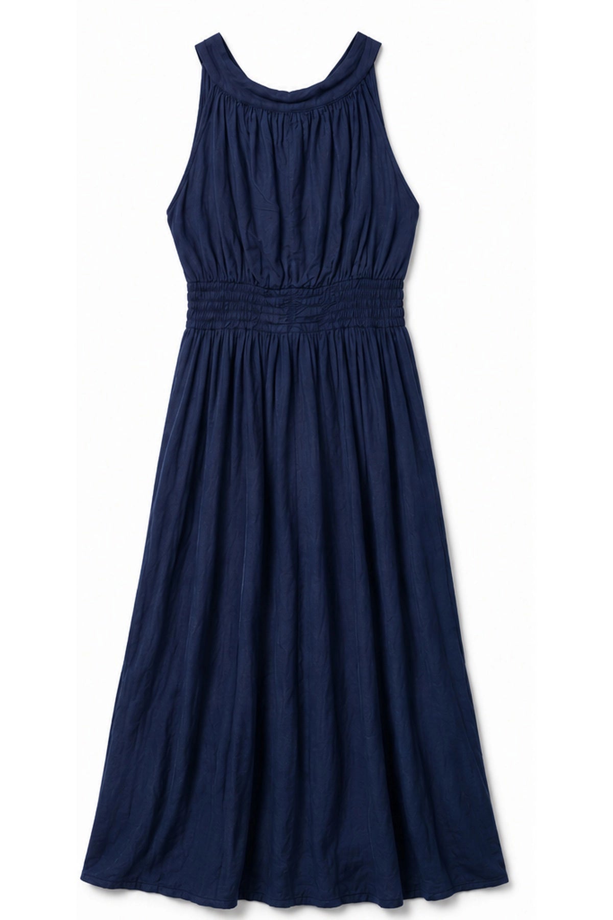 Navy Cotton Halterneck Dress