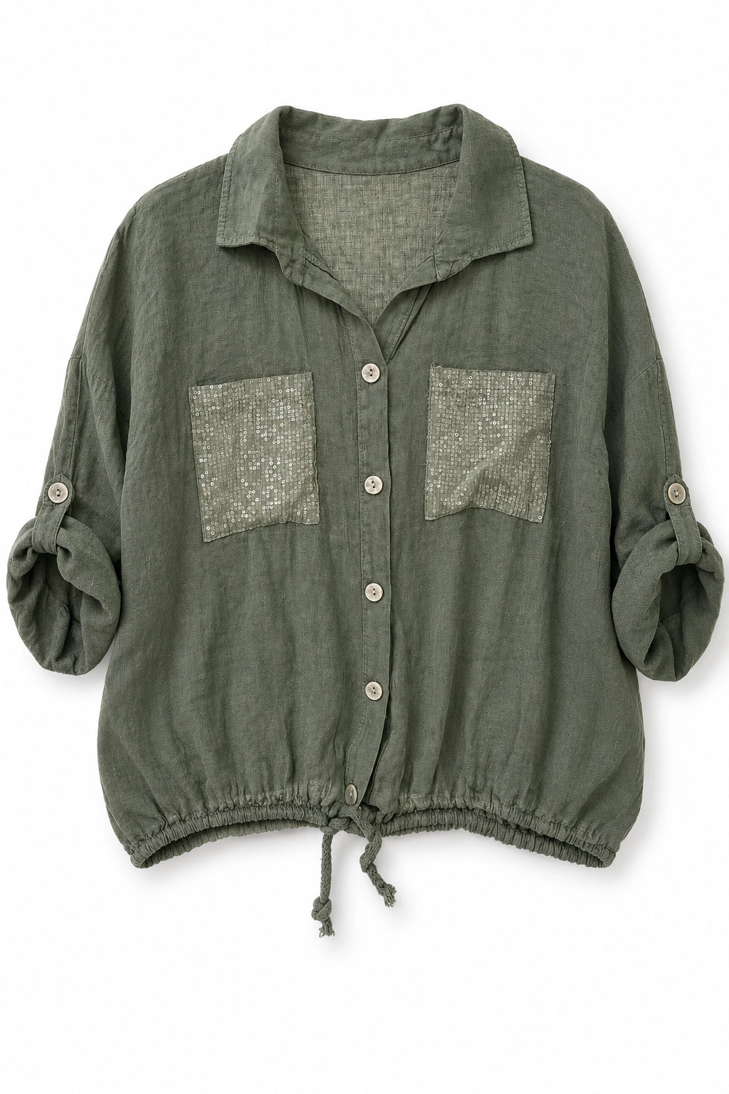 Olive_Linen_Sequin_Pocket_Shirt_campaign_somethingpretty