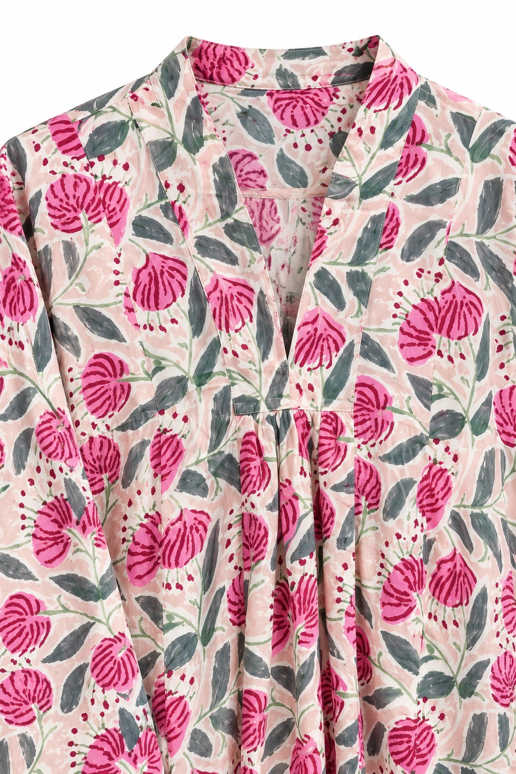 Peach and Pink Cotton Print Liyana Kaftan Dress