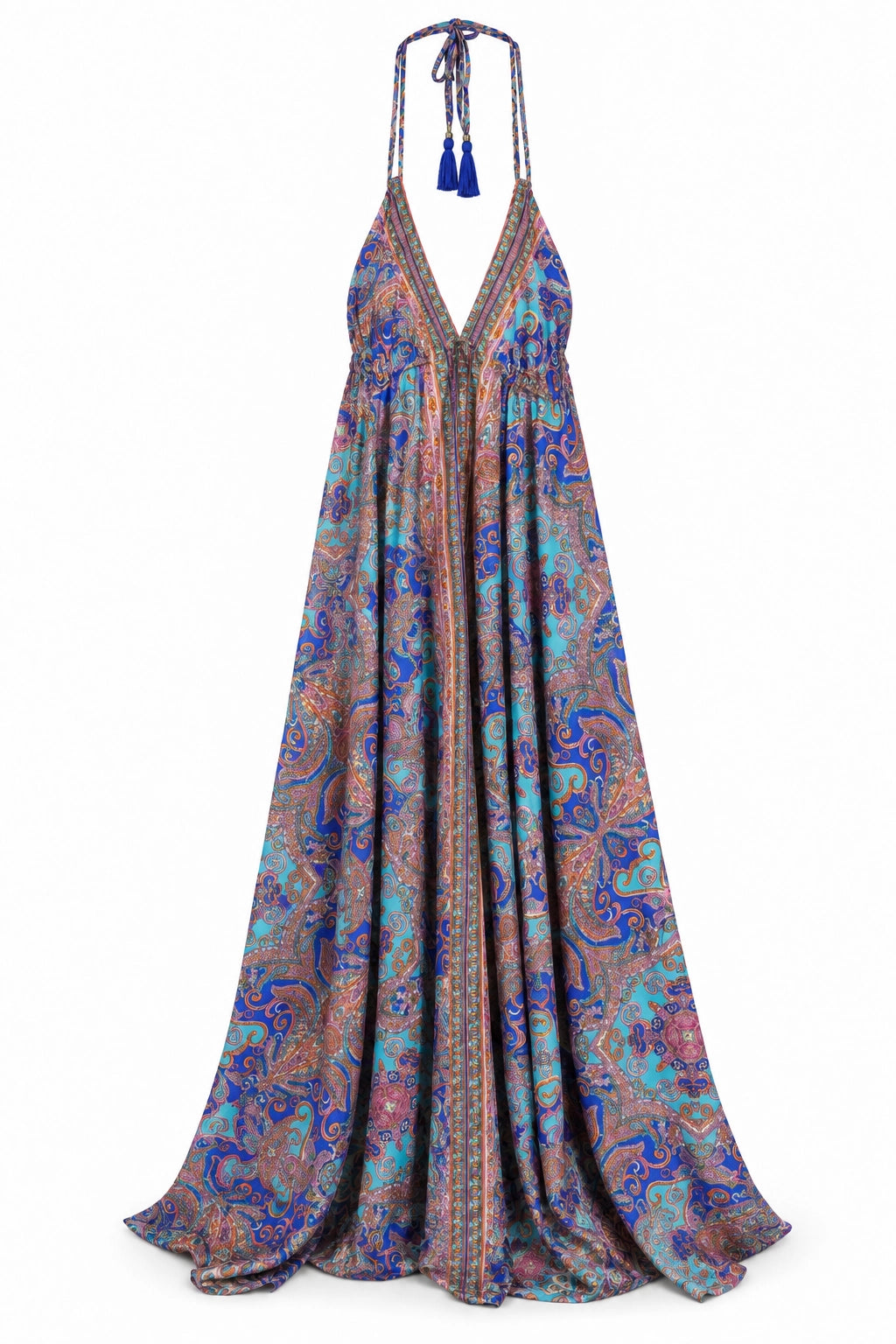 Pink, Blue and Cobalt Halter Dress