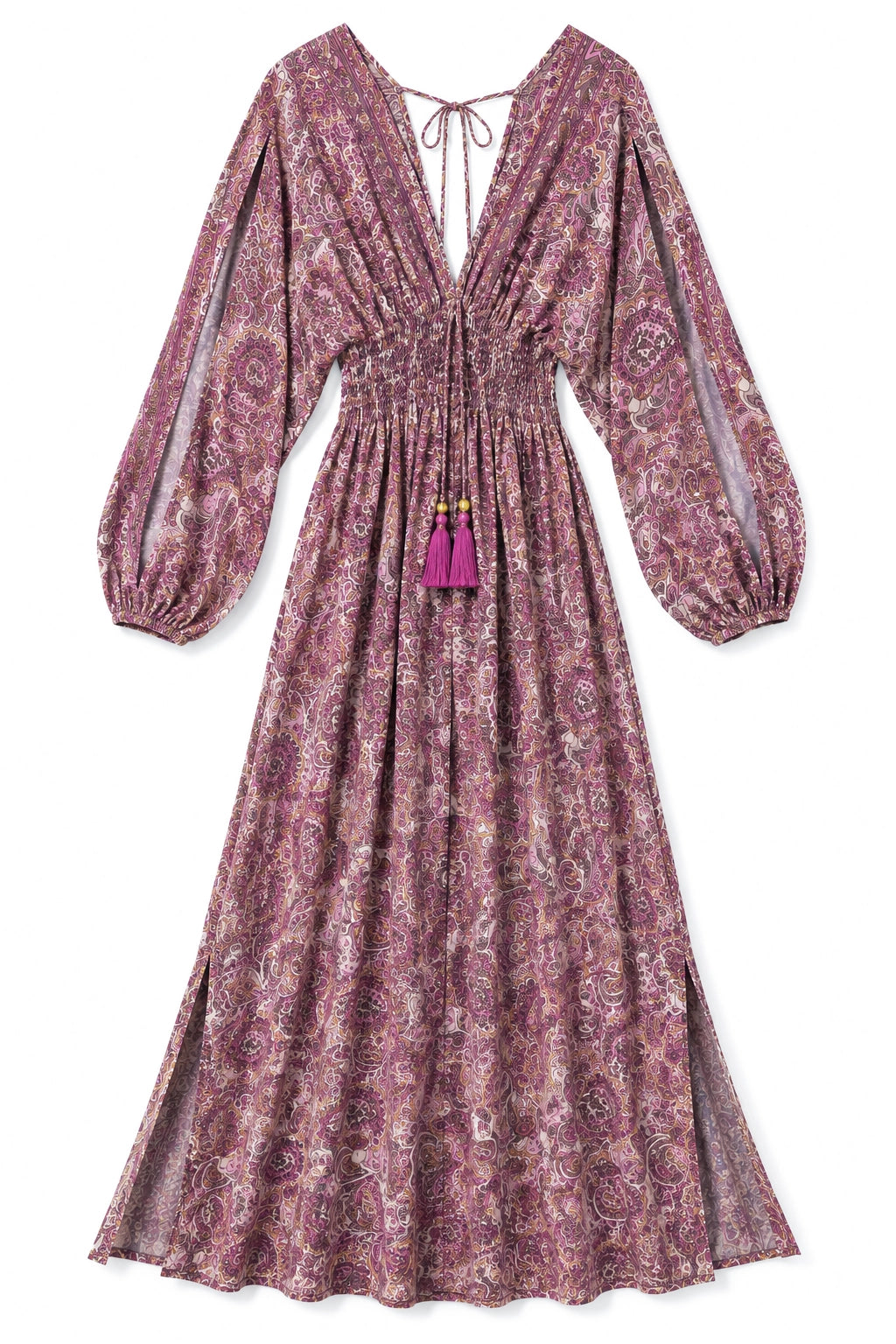 Pink Paisley Split Sleeve Dress