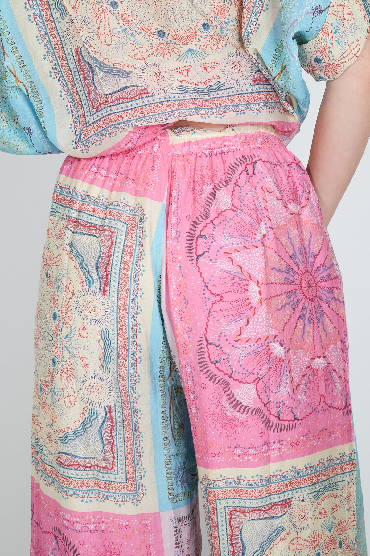 Pink and Turquoise Print Pant