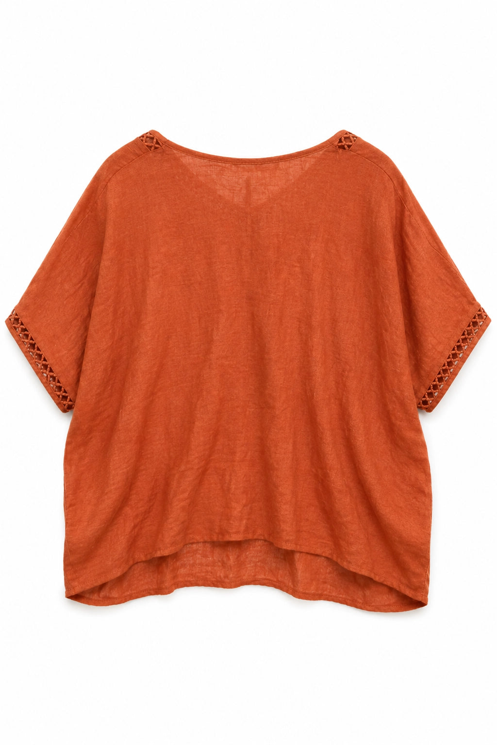 Rust Rania Crochet V-neck Tee