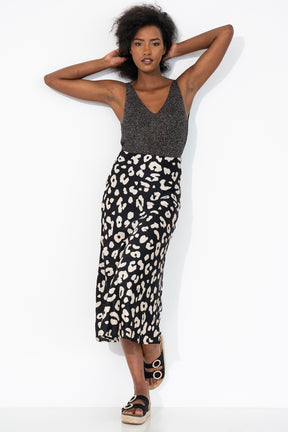 Black Animal Print Skirt