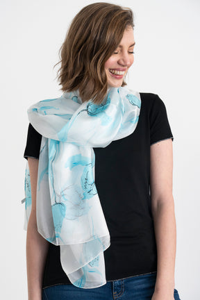 Turquoise Tulip Print Scarf