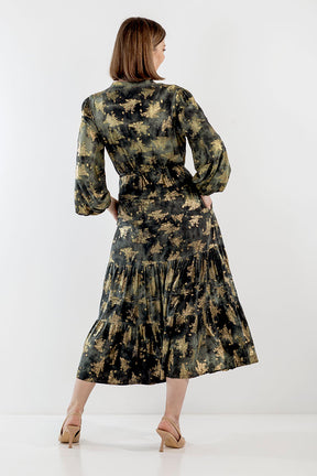 Khakhi Leaf Drawcord Dress