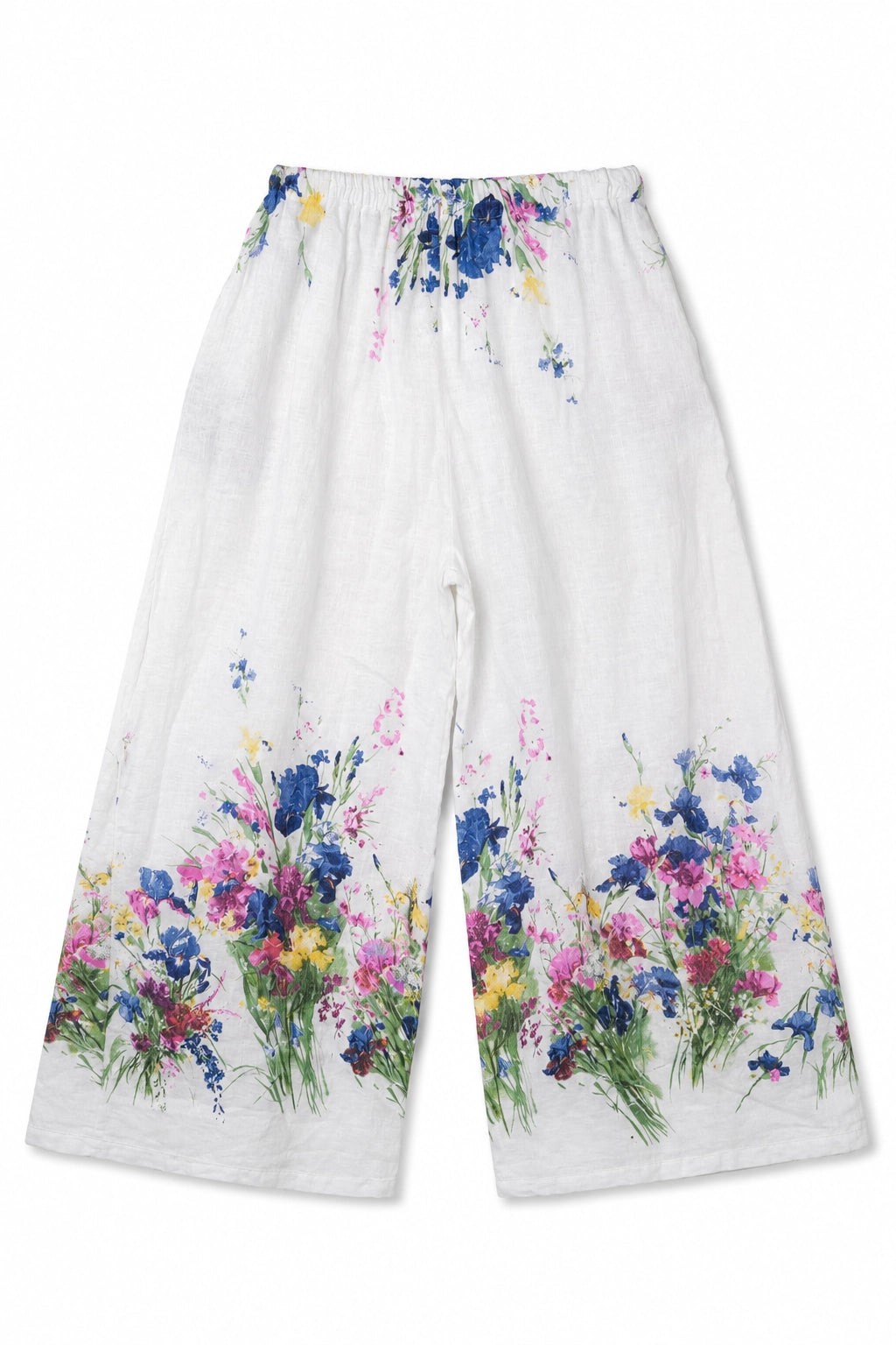 White Floral Linen Pant