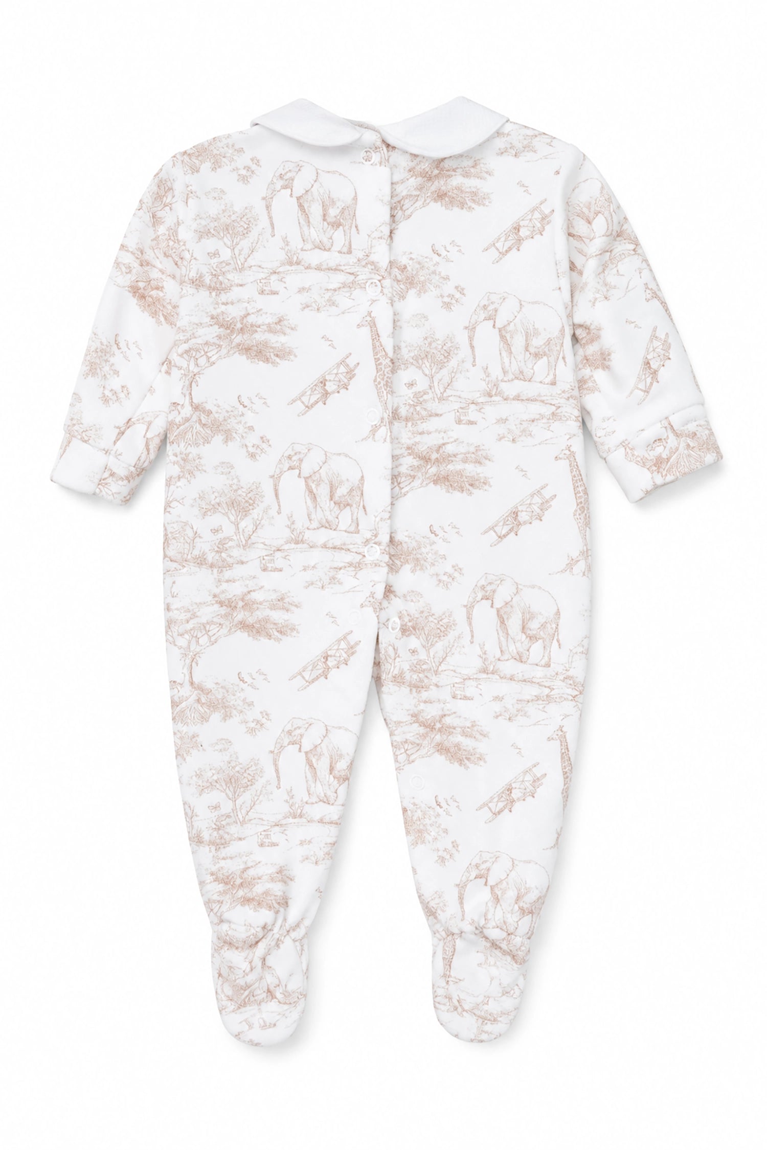 Baby onesie with floral pattern on a white background
