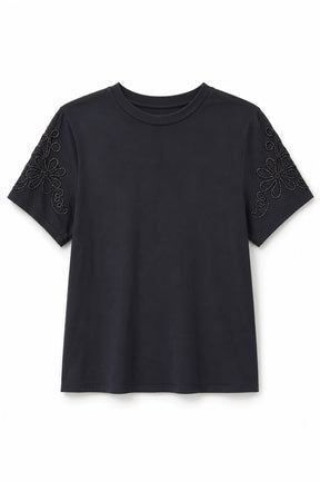 black_Cotton_Embroidered_Sleeve_Tee_front_somethingpretty