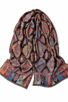 Colorful patterned scarf on a white background