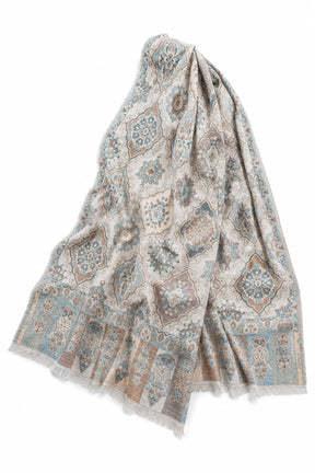 Decorative scarf with floral pattern on a white background