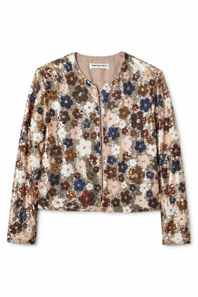 Floral patterned jacket on a white background
