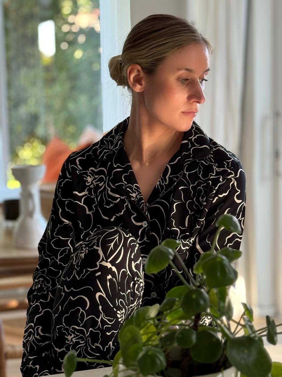 Poppy Divine Black with Ivory Floral PJ