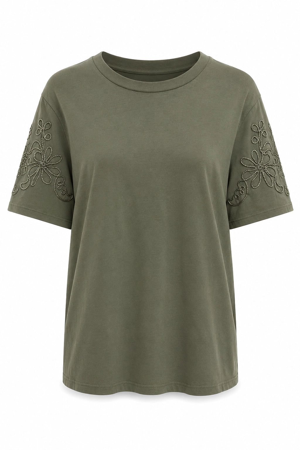 khaki_Cotton_Embroidered_Sleeve_Tee_front_somethingpretty