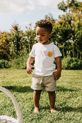 Taupe Striped Shorts